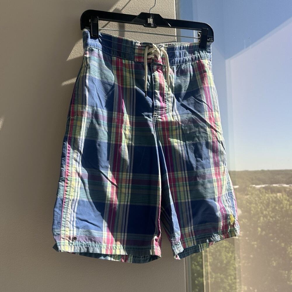 Polo Ralph Lauren Men’s Plaid Swim Trunks Blue Multi Size L Drawstring Mesh
